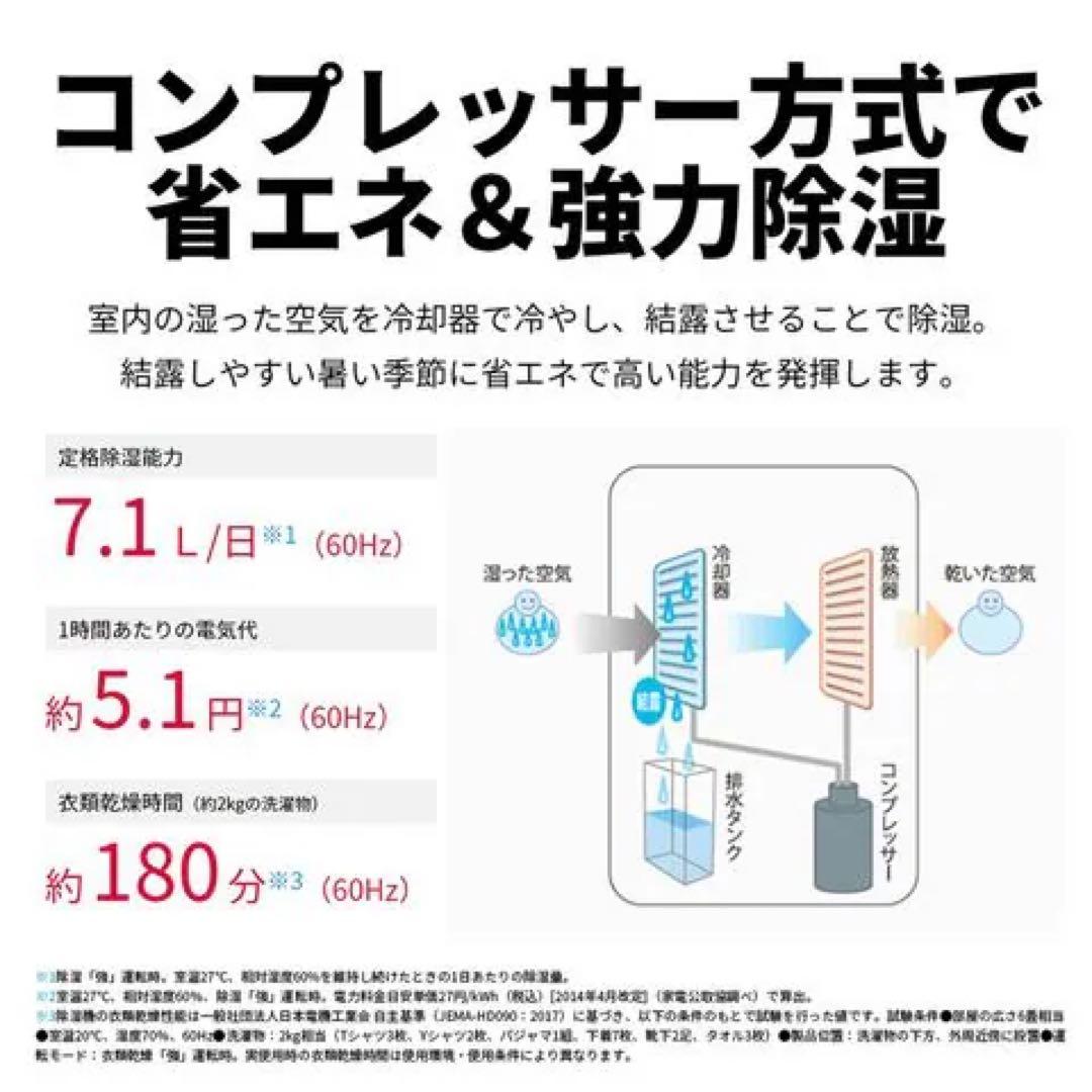 SHARP 衣類乾燥除湿機　ホワイト　プラズマクラスター CV-F71-W