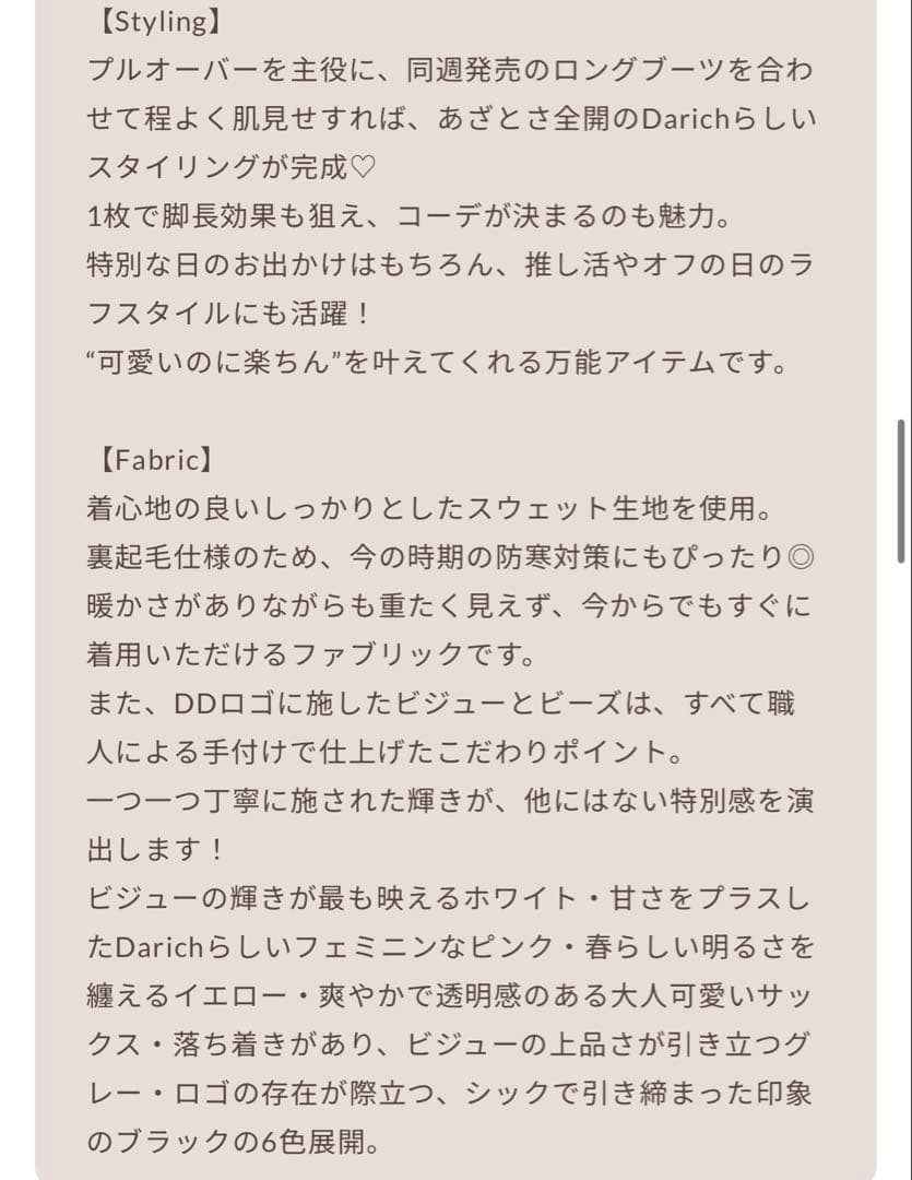 【新品タグ付き】Darich DDロゴビジュースウェットプルオーバー BLK