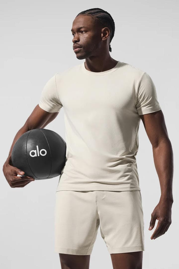 Alo yoga正規品アローヨガ クルーネック ショートスリーブ Bone美品