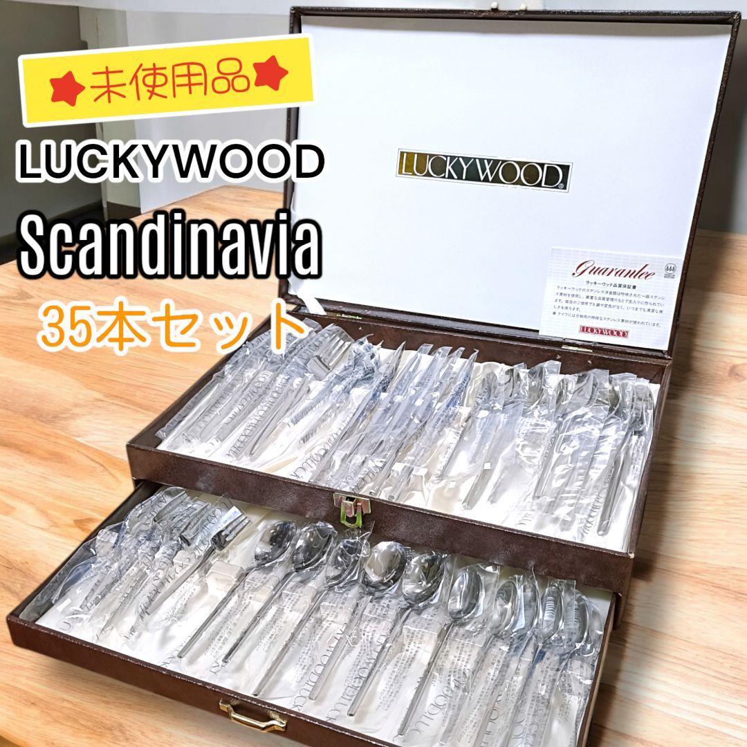 【未使用】ラッキーウッド　スカンジナビア　18-10　35本　カトラリーセット