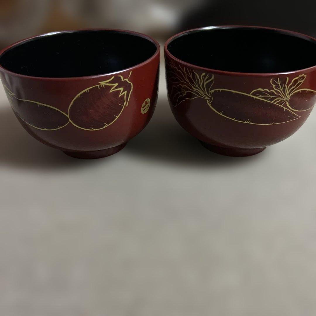 和風黒箸2膳、汁椀2個まとめセット