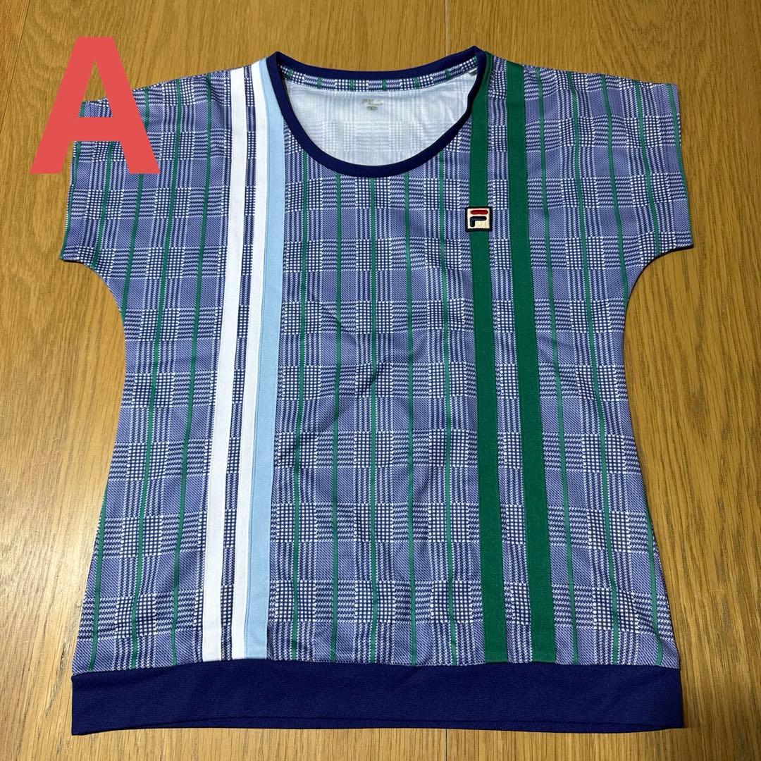 FILA テニスウェア3点セット 青緑チェック　Lサイズ