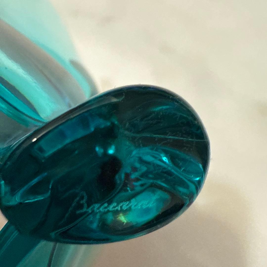 Baccarat 蝶の置物 透明青色