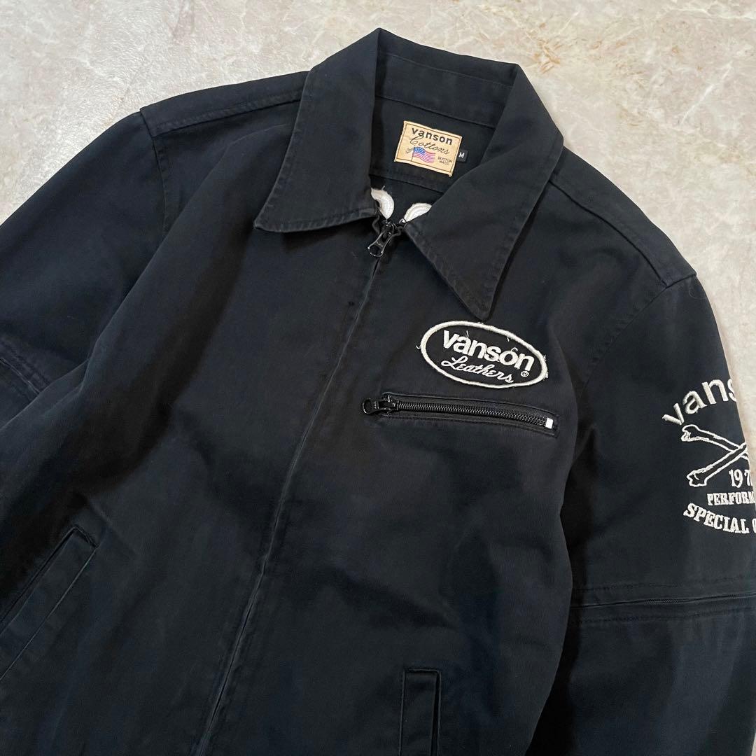 VANSON バンソン コットン スカル刺繍 袖着脱可能 オールインワン つなぎ