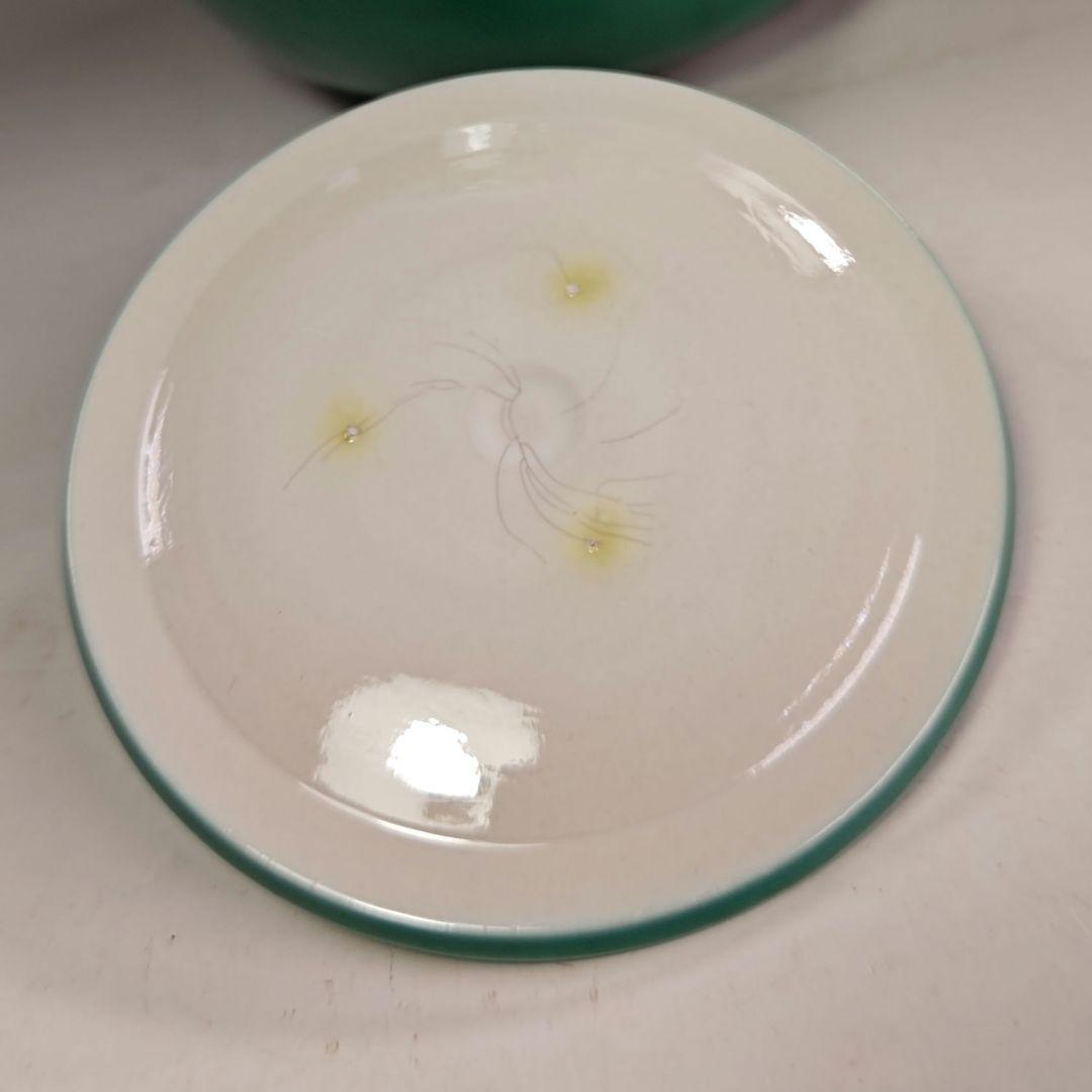 イ987 皆具『中村翠嵐窯』『青交趾　花丸　皆具　共箱』茶道具　水指　健水　蓋置
