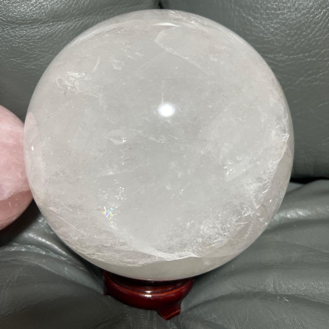 年始特価 美品！水晶玉大玉18cm3.3kg ローズクォーツ10cm 1kg