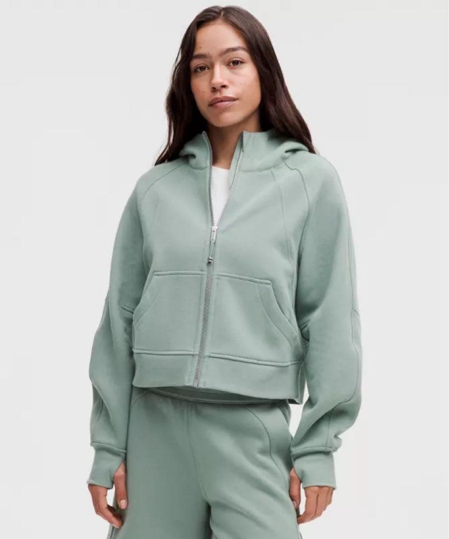 lululemom Scuba オーバーサイズ フルジップフーディ　緑　XS