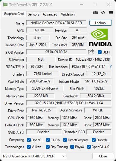 グラフィックボード・グラボ・ビデオカード GeForce RTX 4070 SUPER 12G VENTUS 2X OC