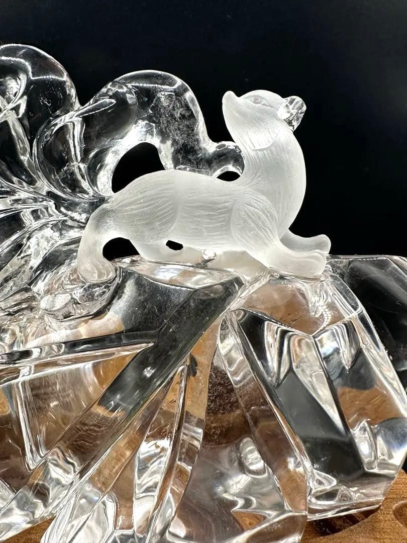 水晶九尾の置物　透明感抜群！