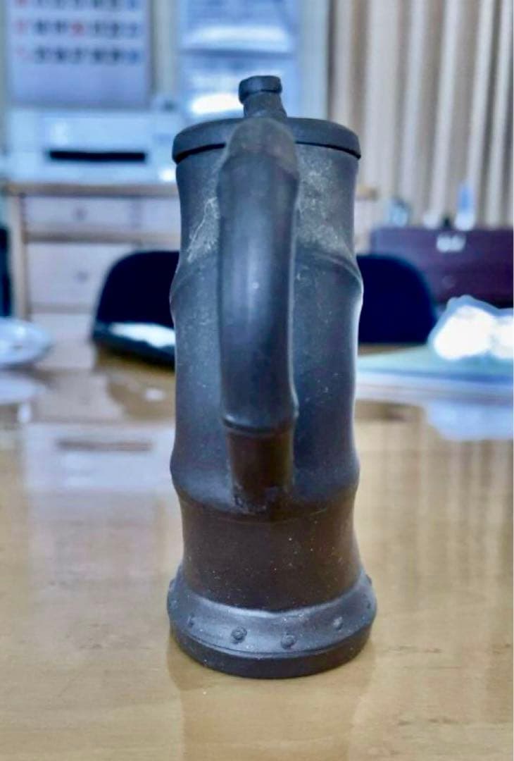 中国茶器 宜興茶壷 宜興紫砂茶壷 輪竹壷 陶印在 急須 中国古玩