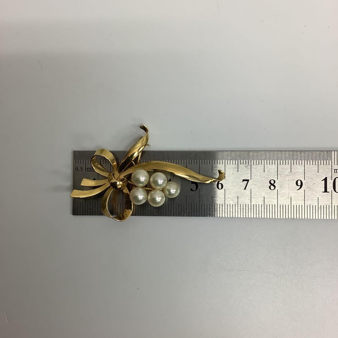 ア*ラ様 美品 MIKIMOTO ミキモト K14 パール ブローチ 愛子様着用