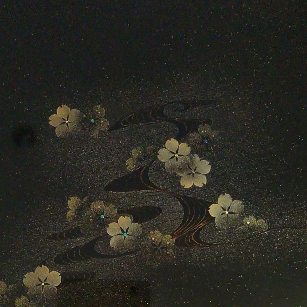 八寸盆   桜流水文蒔絵