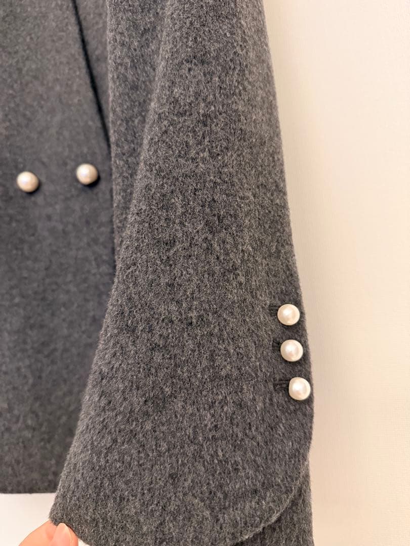 オルグ　orgue No collar pearl coat コート