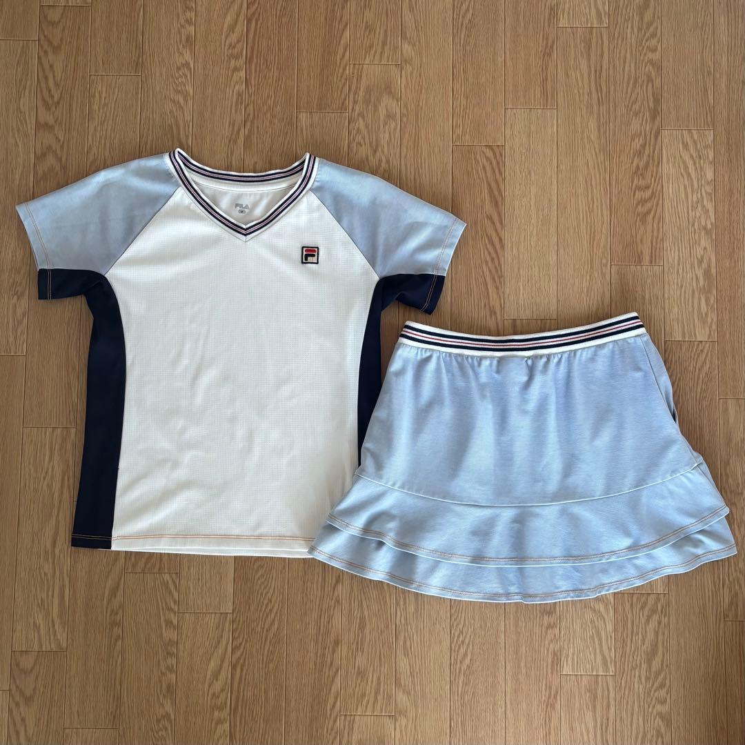FILA テニスウェア Tシャツ　スコート 上下セット　M デニム