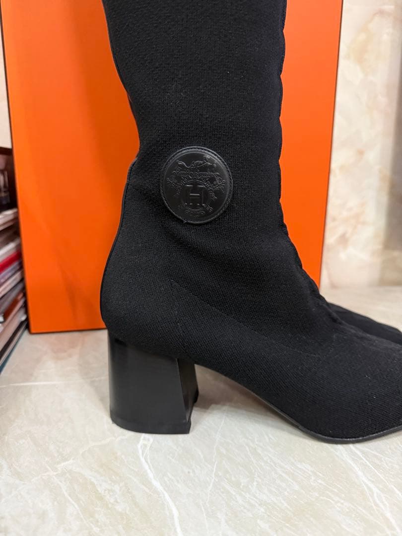 HERMES エルメス　ニットロングブーツ　40 美品　送料込