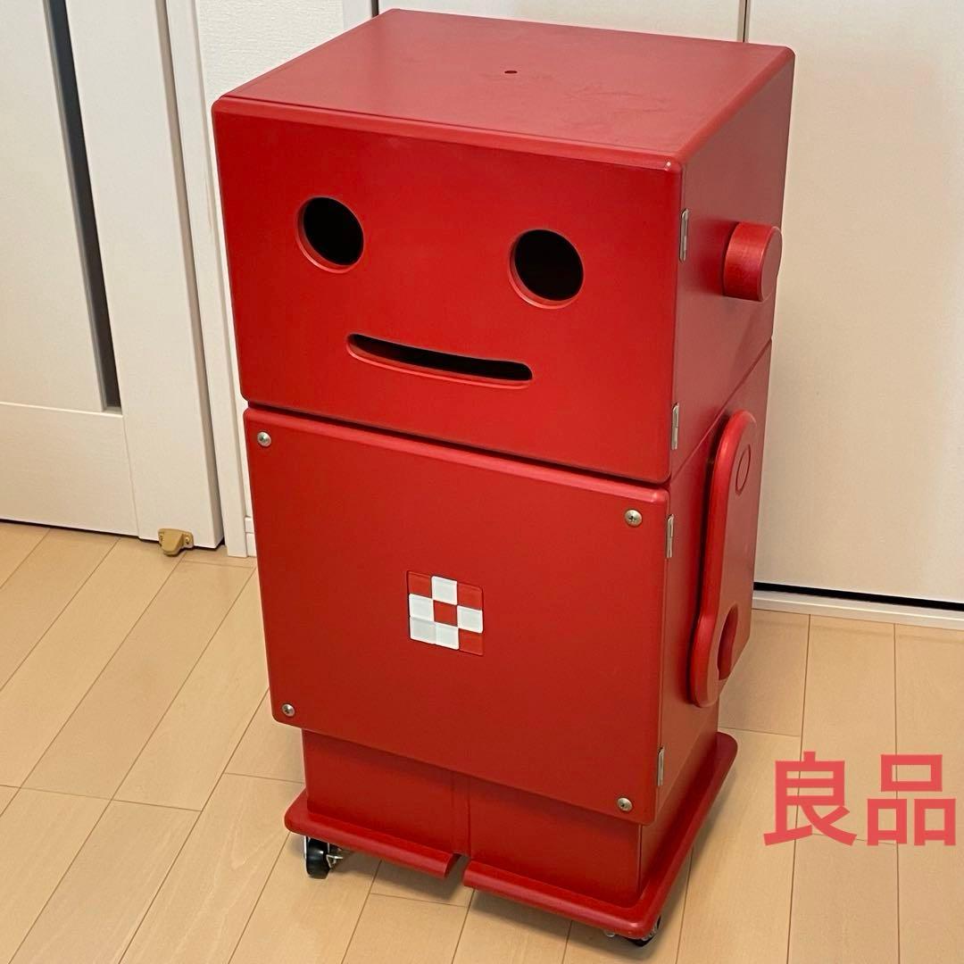 木製収納ロボ ロビット レッド 収納家具キャスター付き
