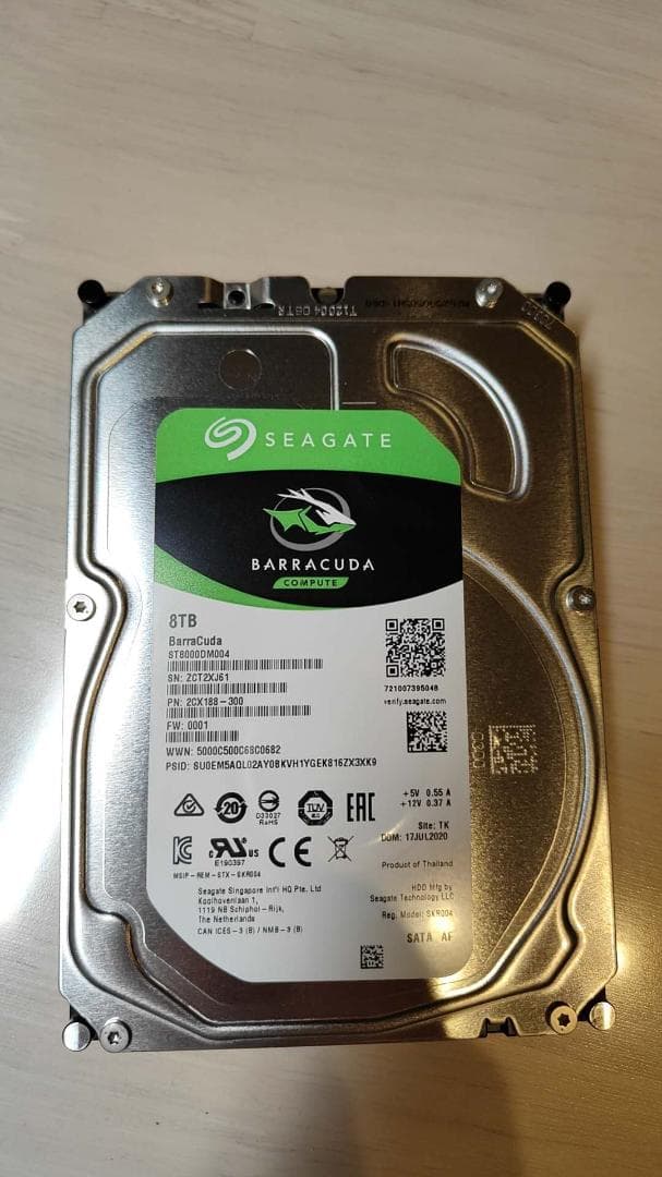 HDD 8TB 動作確認済み 注意判定あり 電源投入99回