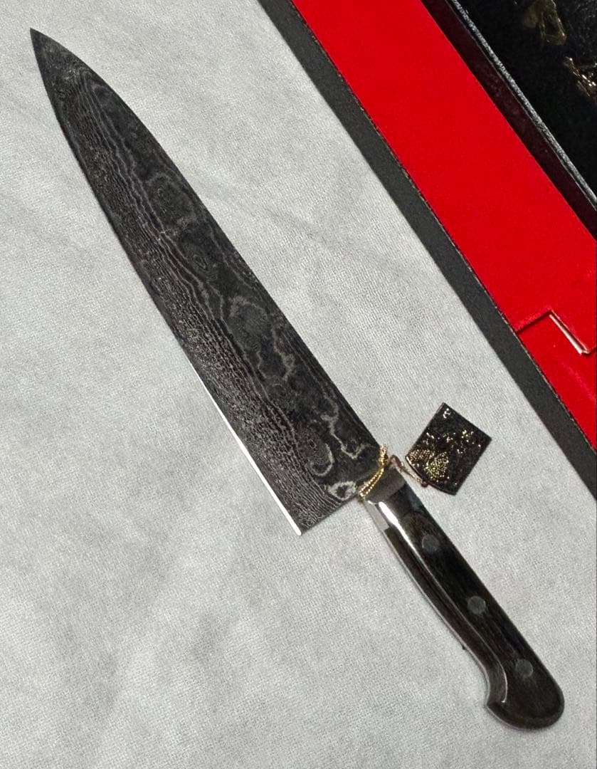 梵天雲龍　牛刀　刃渡300mm　ニッケルダマスカス鋼