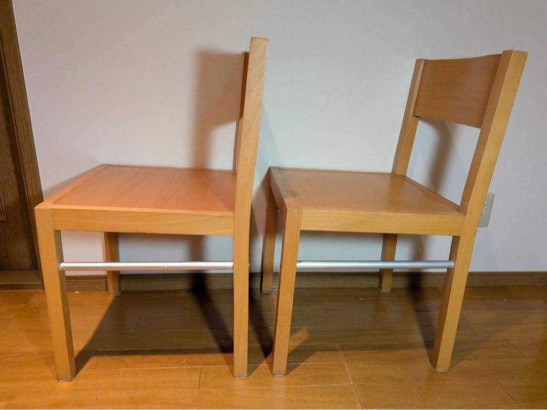 ■送料込■無印 ダイニングチェア ブナ材 木製イス 廃盤品 2脚セット 椅子