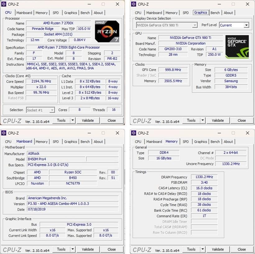 ゲーミングPC/R7 2700X/GTX980Ti/新品SSD512G/送料無料