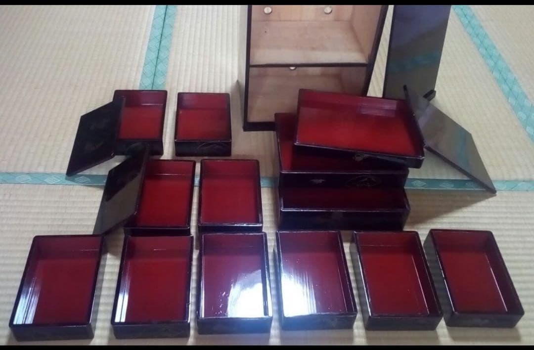 木製漆塗　骨董品　アンティーク　弁当十人揃