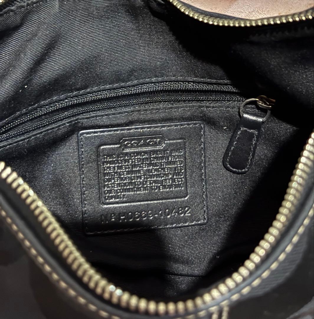 COACHホーボー ワンショルダー スタッズ ハーフムーン キャンバス レザー
