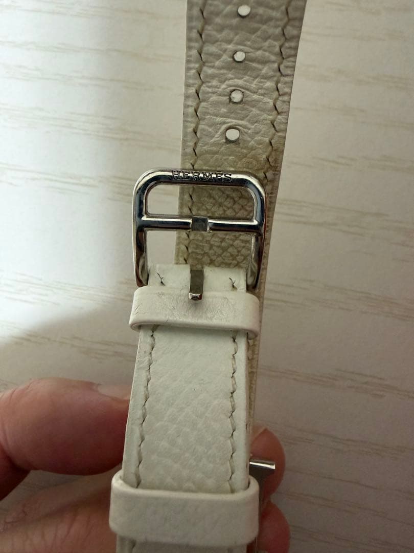 HERMES ウォッチ レディース 12P ダイヤ ホワイトシェル クォーツ