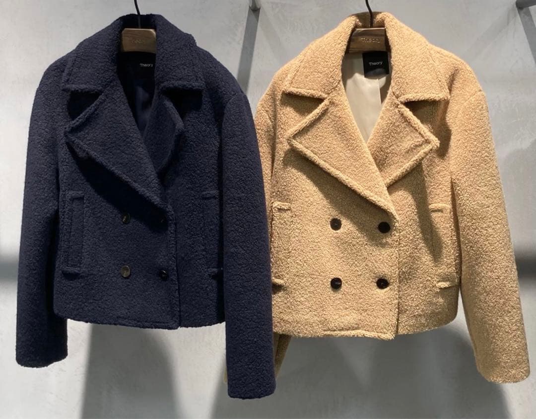 サボテン様 Theory 22aw ショート丈Pコート 890 ネイビー