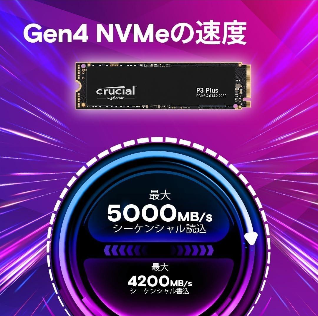 内蔵型SSD Crucial P3 Plus 1TB PCIe4.0 NVMe M.2 SSD