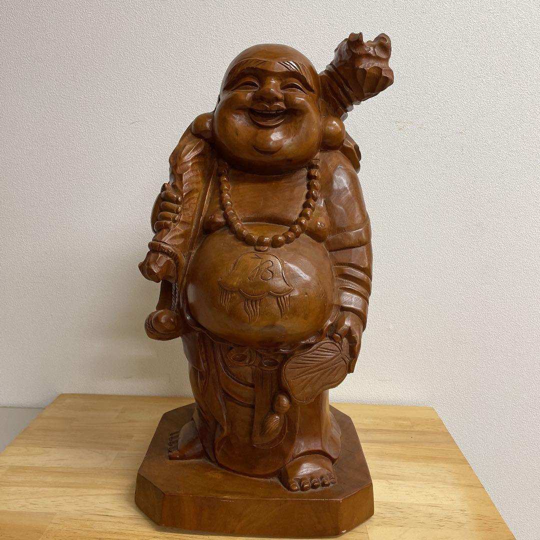 木彫りほていさん　一刀彫　布袋尊像