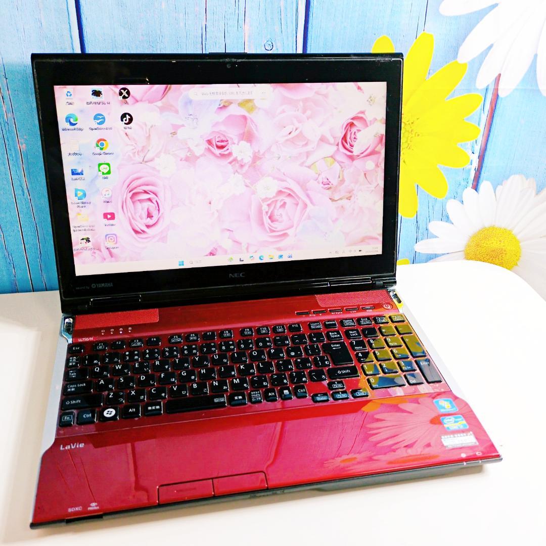 １台限定✨corei7欲張り新品SSD✨すぐ使える赤ノートPC✨オフィス✨設定済