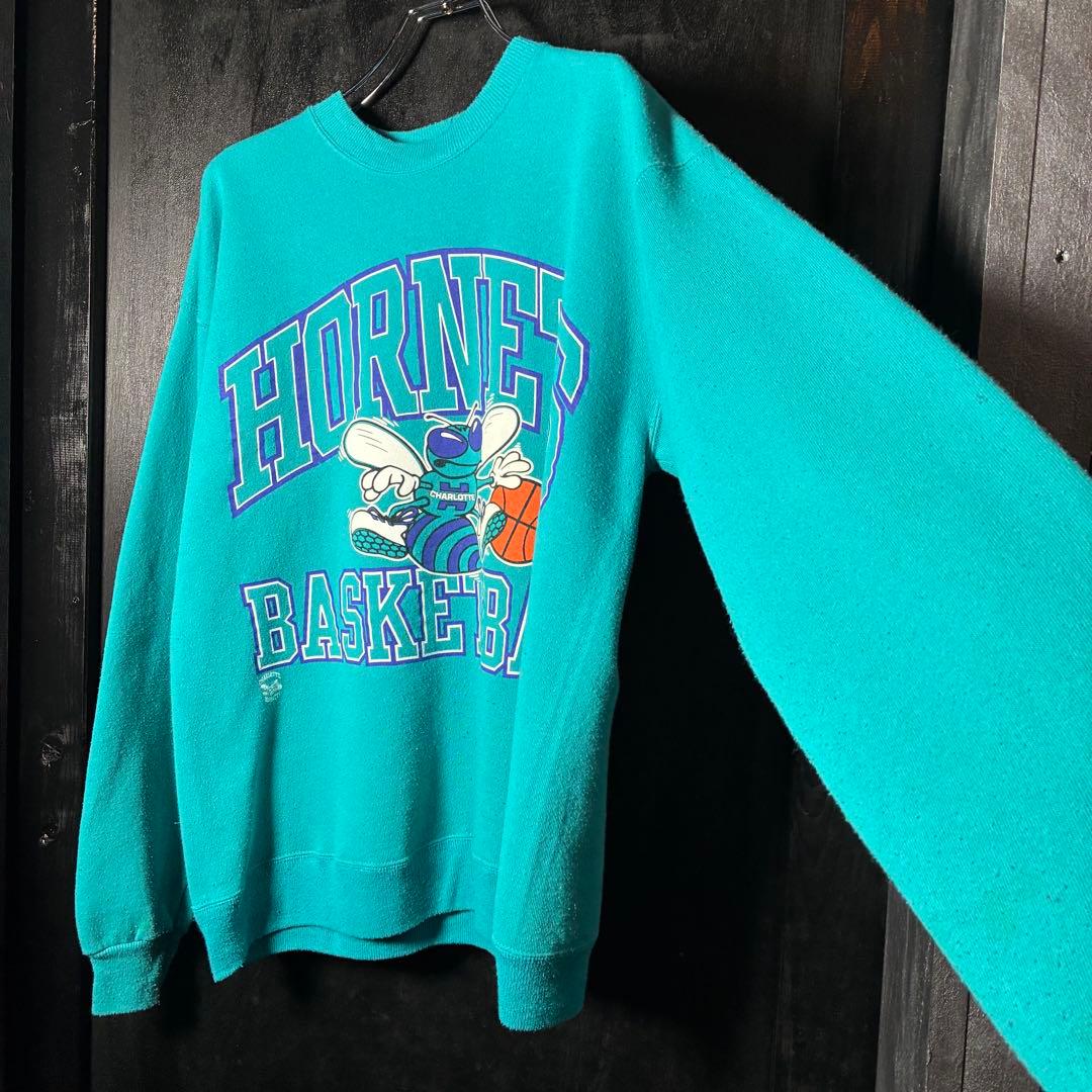90s USA製 Hanes NBA HORNETS スウェット　アイスブルー
