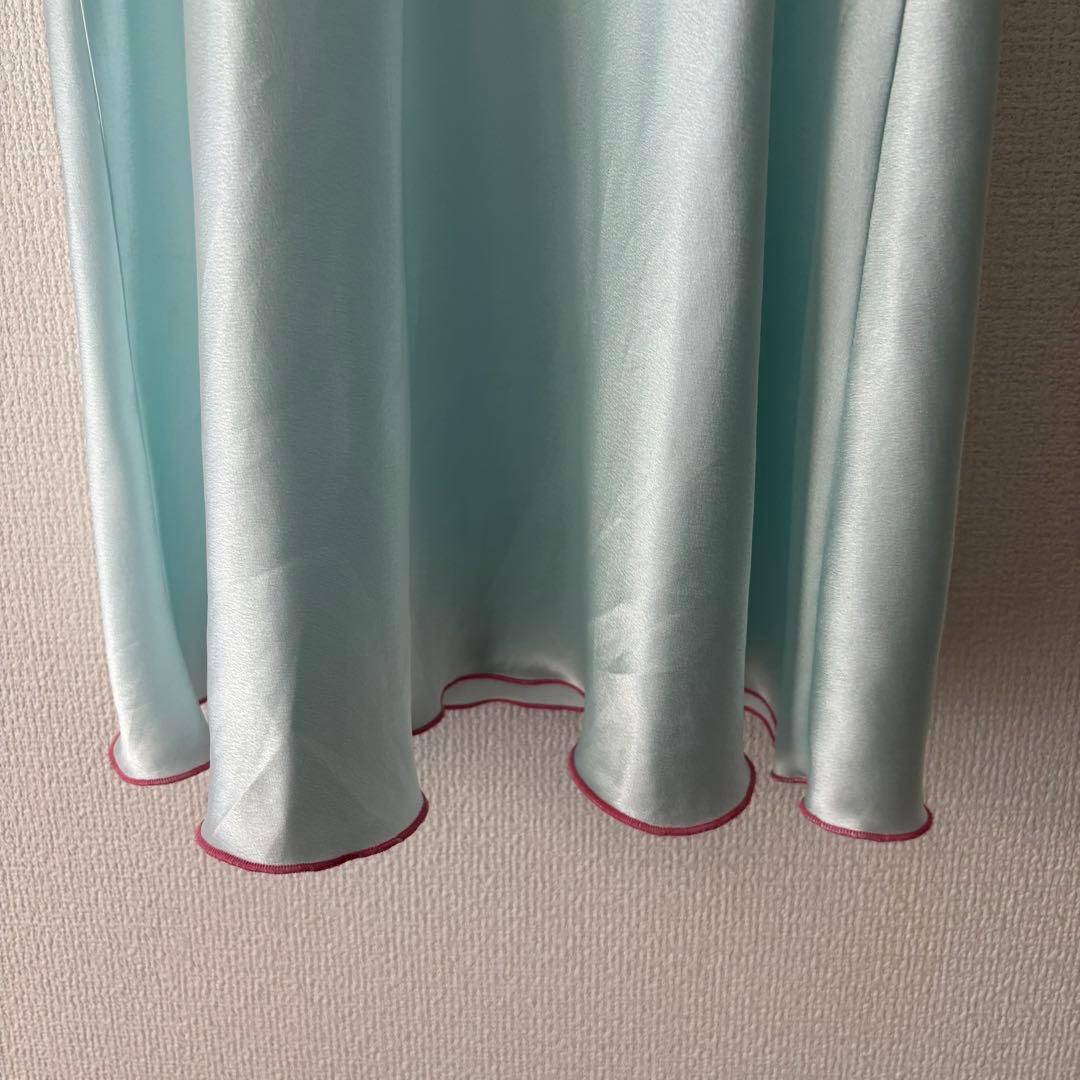 【ヴィンテージ】水色花柄刺繍入りキャミソール