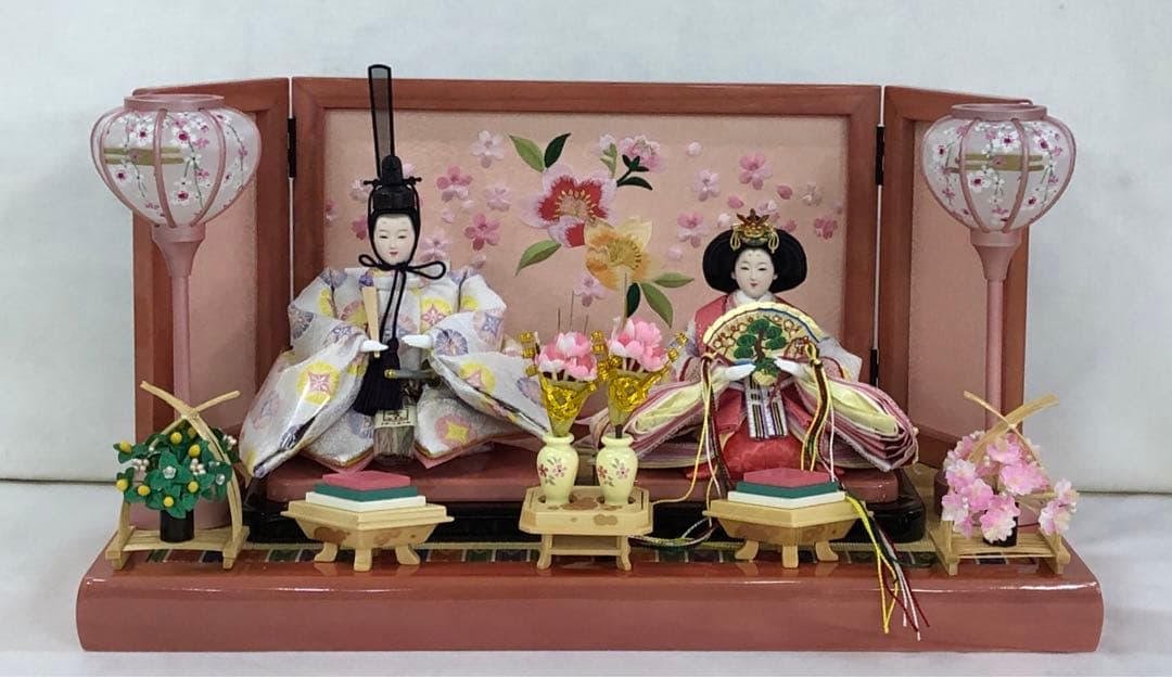 雛人形セット 花柄背景付夏場価格