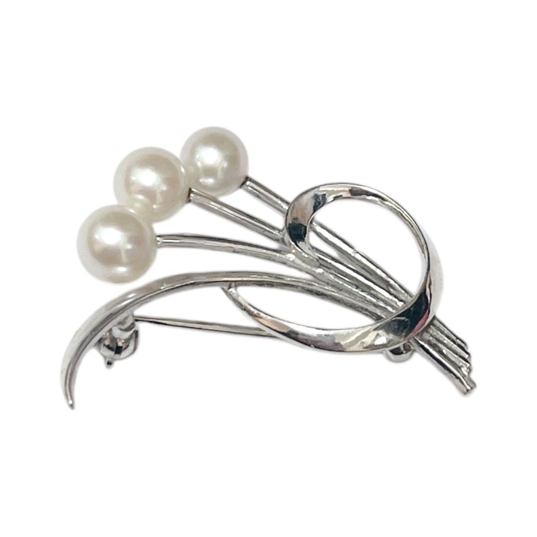【極美品】MIKIMOTO パールブローチ あこや真珠 3珠 刻印あり