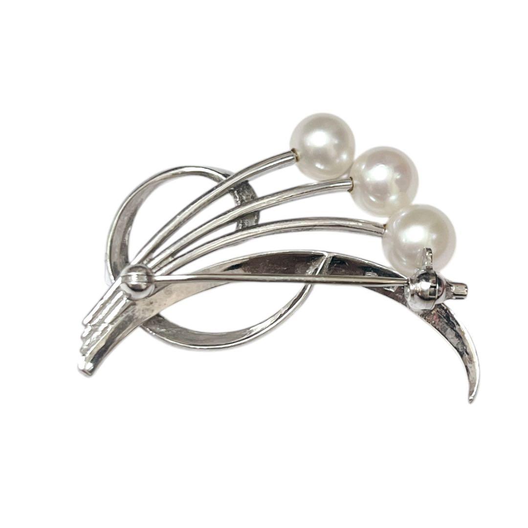 【極美品】MIKIMOTO パールブローチ あこや真珠 3珠 刻印あり