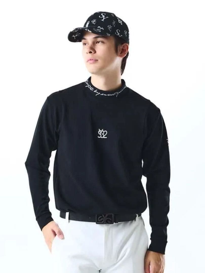 MODAL STRETCH MILANO MOCK NECK ブラック　Lサイズ