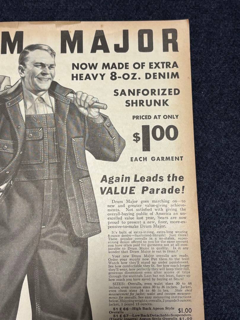USA VINTAGE SEARS DRUM MAJOR 1937年 本物広告