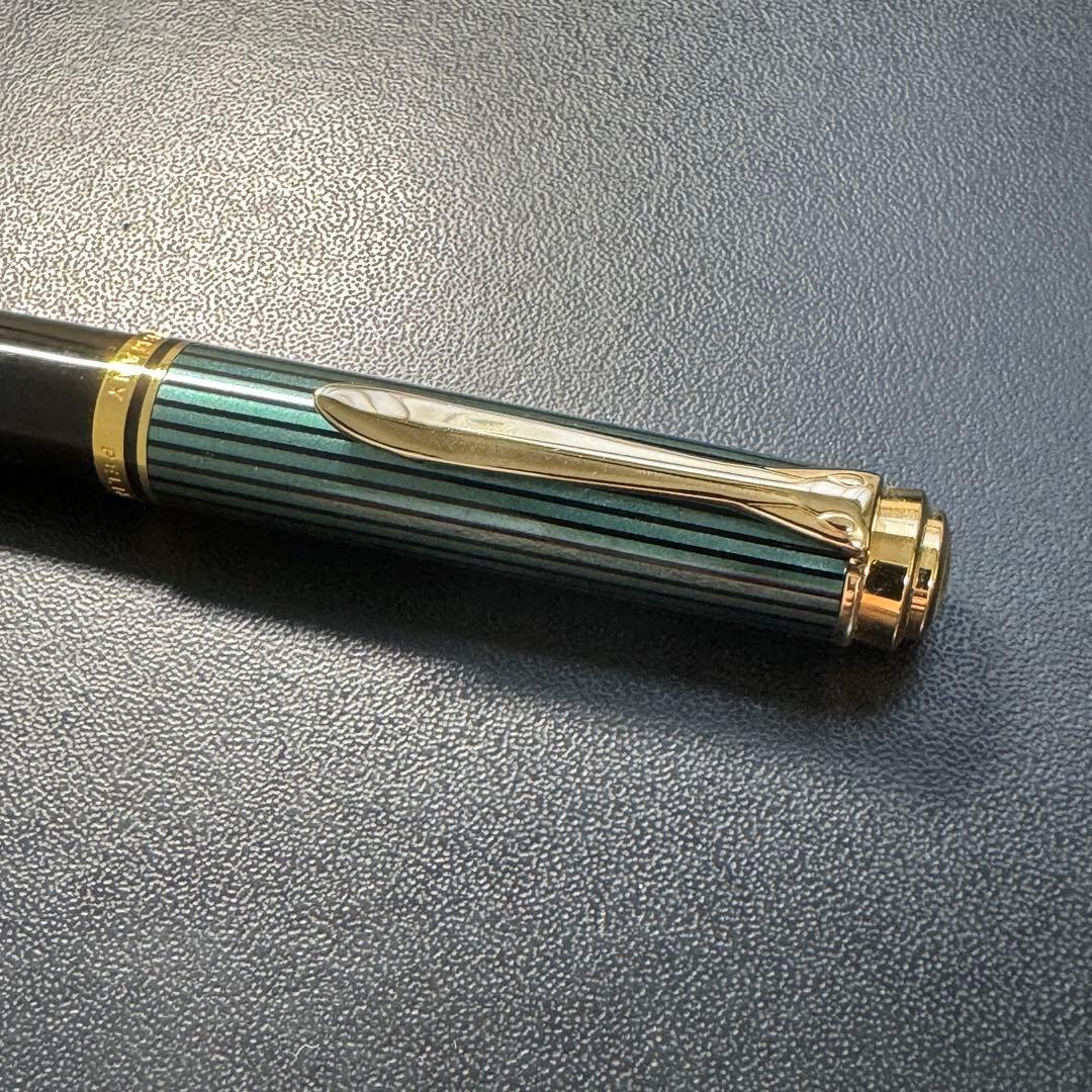 【美品】ペリカン ボールペン スーベレーン K600 緑縞 箱付き