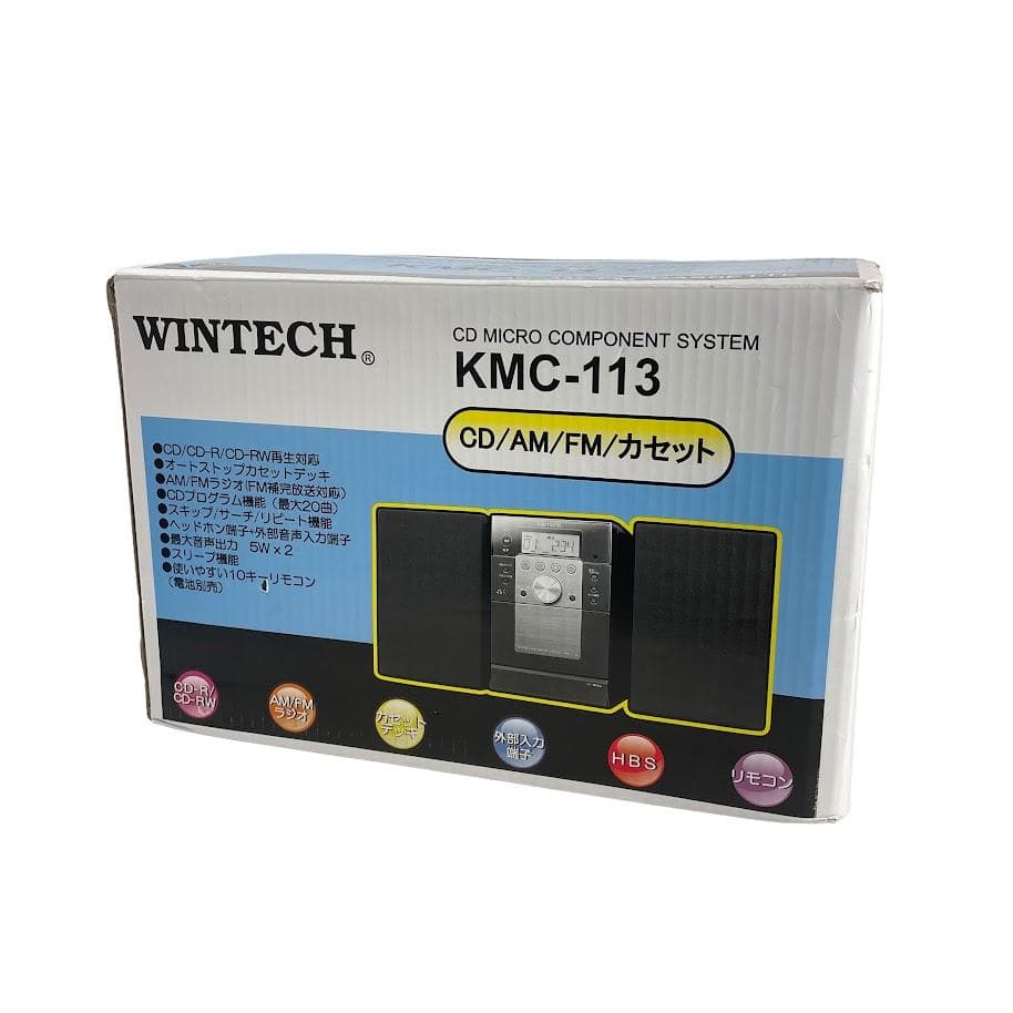 未使用■WINTECH■ CDカセットミニコンポ AM・FM KMC-113