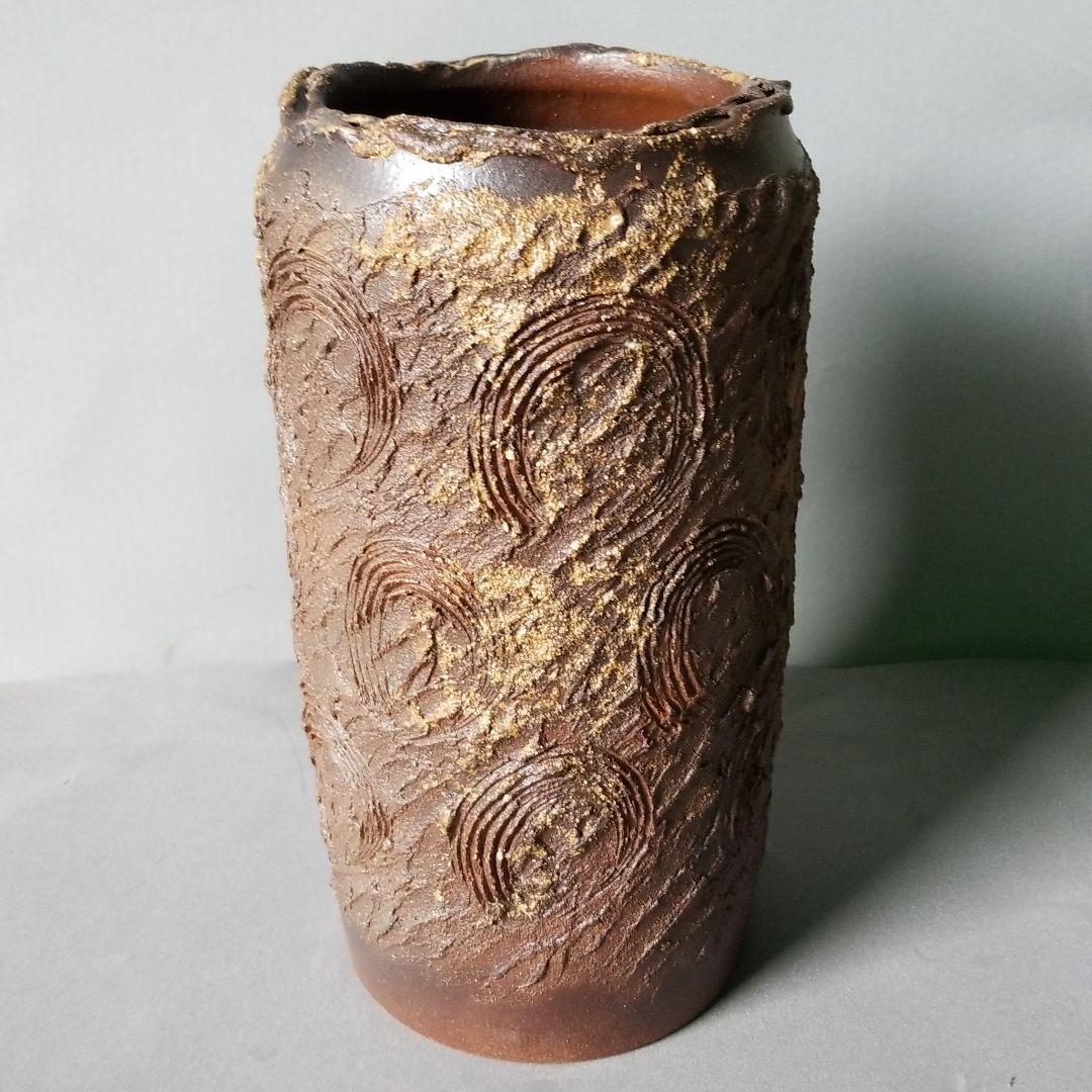 信楽焼　傘立て クシ目丸紋 高さ４７cm