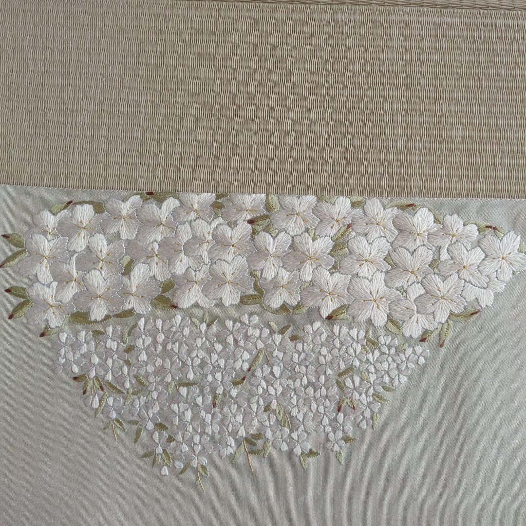 桜柄　袋帯　蘇州刺繍 パールトン加工済　箔 六通柄
