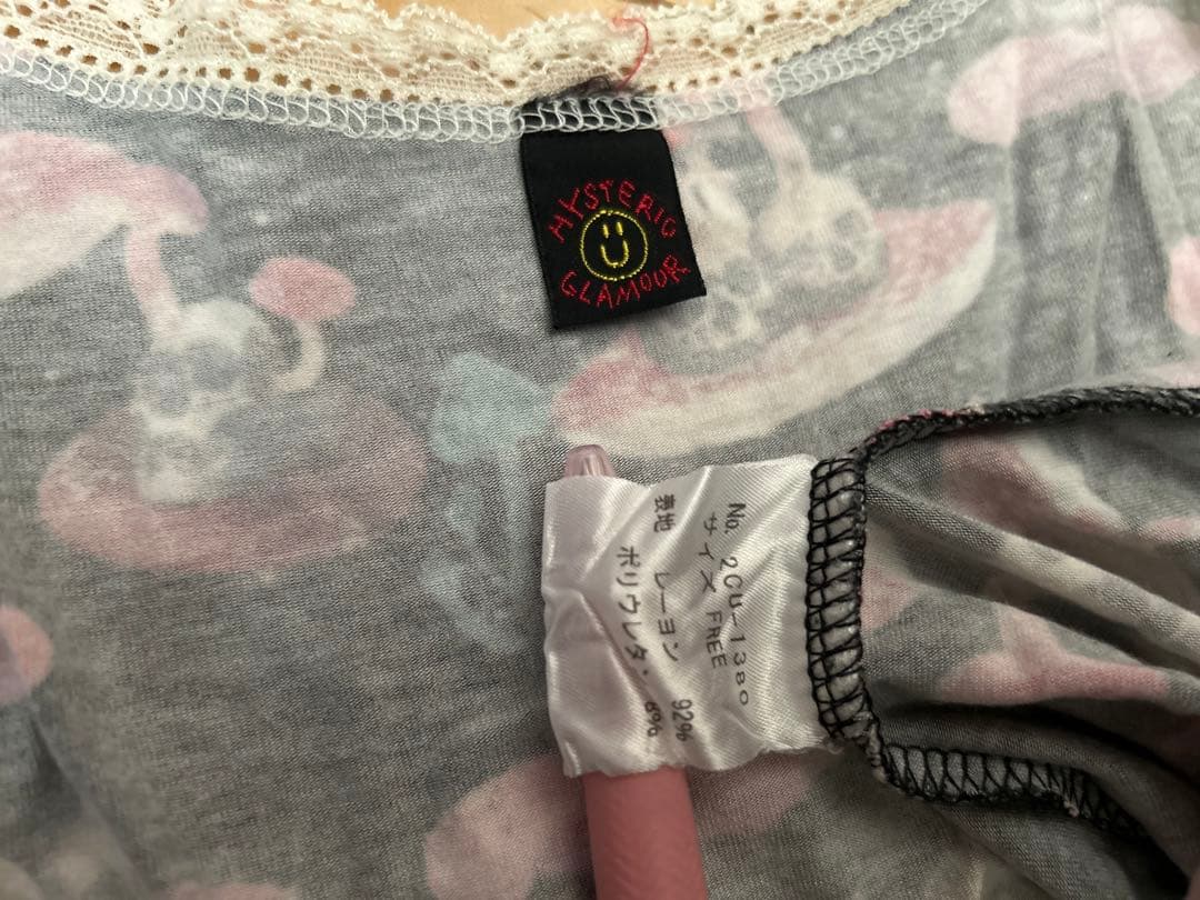 HYSTERICGLAMOURスカルマッシュルーム キャミソール 黒タンクトップ