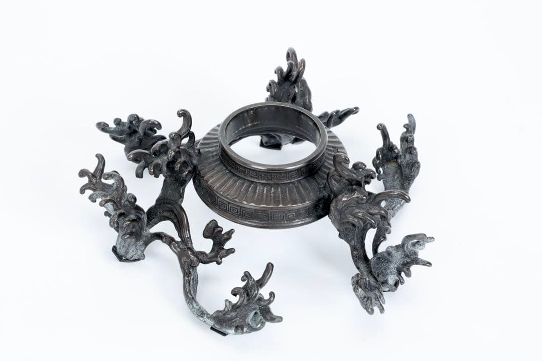中国 古玩 薄端 波 銅 花器 生花 華道具 水盤 鉢 水鉢 古美術品 骨董品