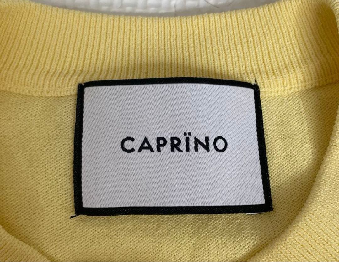 CAPRINO カプリーノ カーディガン ワンポイント 蜂 イエロー 五分袖