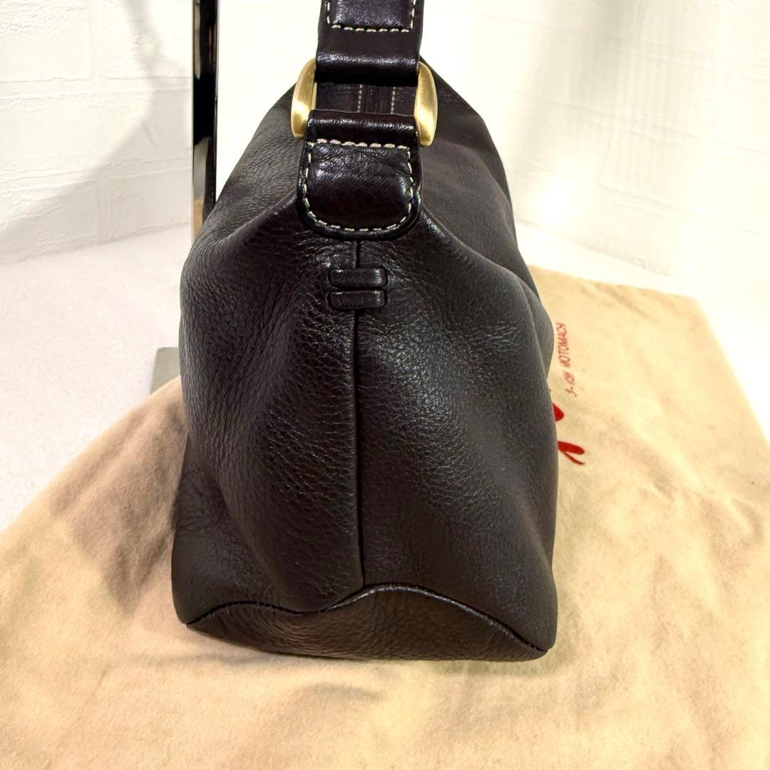 美品　キタムラ　 ショルダーバッグ　ダークブラウン レザー　保存袋　ポーチ
