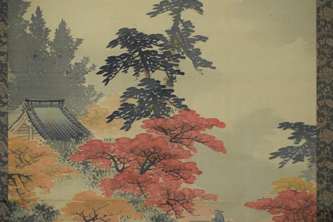 【真作】太田文暉/嵐山春秋山水図/双幅/掛軸☆宝船☆Y-971　JM