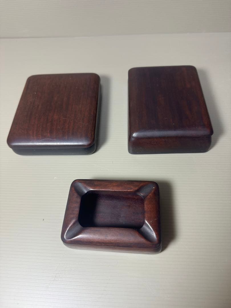 2100  唐木　煎茶盆1客　木箱3客　時代物