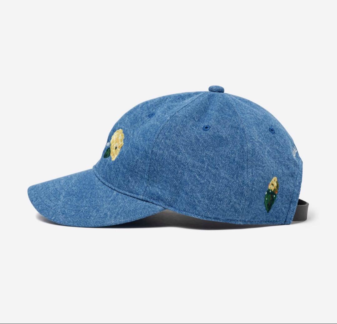 WTAPS デニムブルー キャップ ロゴ　花刺繍