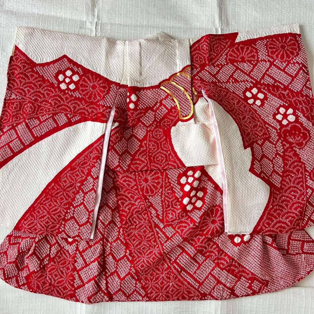 miya 七五三 総絞り 着物 長襦袢 正絹 被布 三歳 753 金駒刺繍